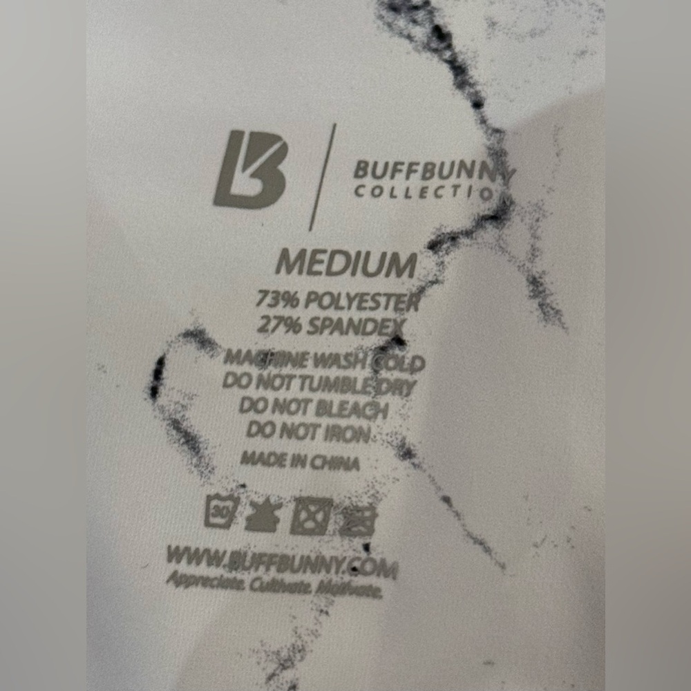 BuffBunny White Marble Full Length Leggings High-Waisted NIP/NEW - Picture 6 of 9